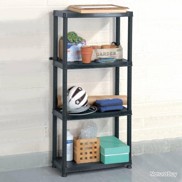 tagre de rangement  4 niveaux Noir 61x30,5x130 cm Plastique alsavelo