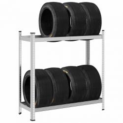 Étagère à pneus à 2 niveaux argent 110x40x109 cm acier alsavelo