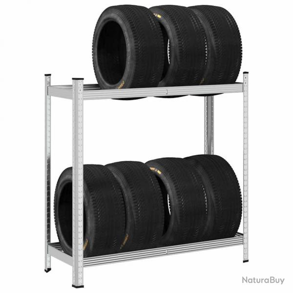 tagre  pneus  2 niveaux argent 110x40x109 cm acier alsavelo