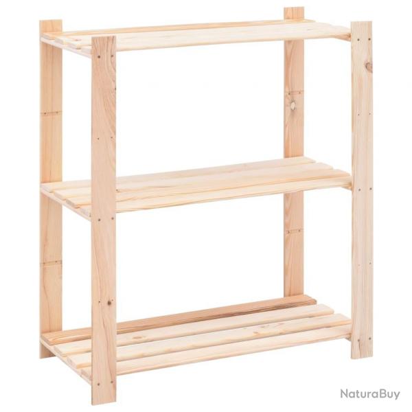 tagre de stockage 3 niveaux 80x38x90 cm Pin solide 150 kg alsavelo
