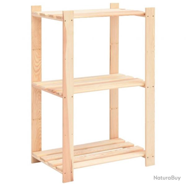 tagre de stockage 3 niveaux 60x38x90 cm Pin solide 150 kg alsavelo