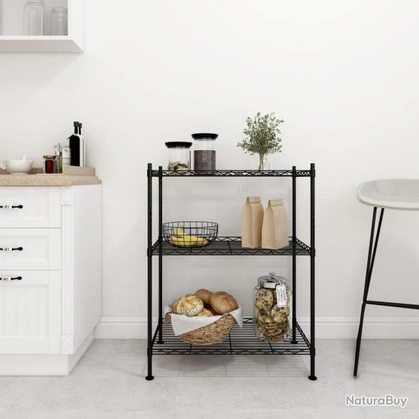 tagre de rangement 3 niveaux 60x35x76 cm noir 150 kg alsavelo