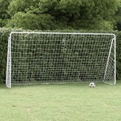 But de football avec filet Blanc 366x122x182 cm Acier alsavelo
