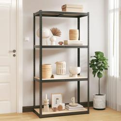 Étagère de rangement 4 niveaux Anthracite Acier bois ingénierie alsavelo