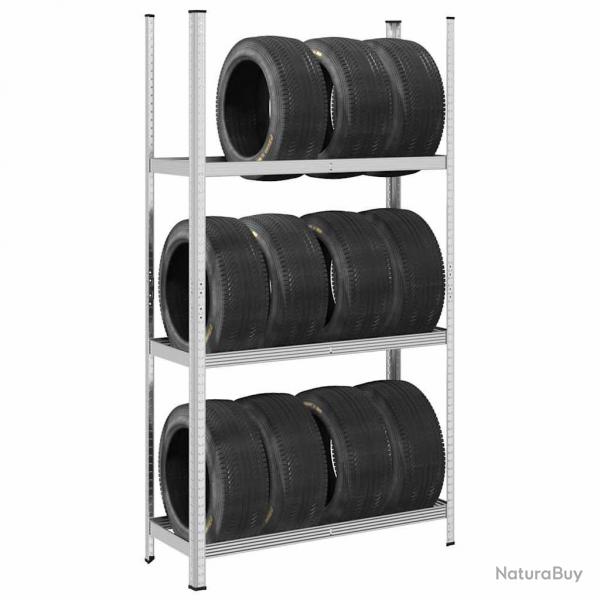 tagre  pneus  3 niveaux argent 110x40x200 cm acier alsavelo