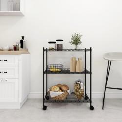 Étagère de rangement 3 niveaux et roues 60x35x81 cm noir 150 kg alsavelo