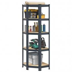 Étagère d'angle à 5 niveaux Anthracite Acier bois d'ingénierie alsavelo
