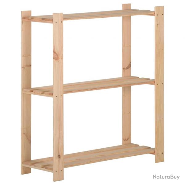 tagre de stockage 3 niveaux 80x28,5x90 cm Bois de pin massif alsavelo