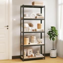 Étagère de rangement 5 niveaux Anthracite Acier bois ingénierie alsavelo