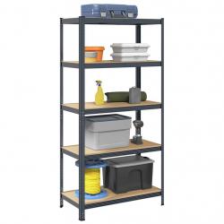 Étagère de rangement 5 niveaux Anthracite Acier bois ingénierie alsavelo