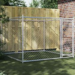 Cage pour chien avec porte gris 2x2x1,5 m acier galvanisé alsavelo
