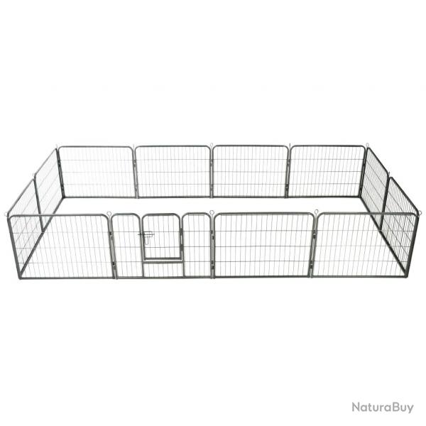 Parc pour chiens 12 panneaux Acier 80 x 60 cm Noir alsavelo