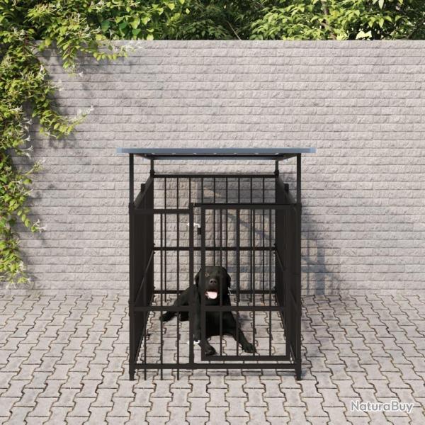 Chenil d'extrieur avec toit pour chiens Acier 1,88 m alsavelo