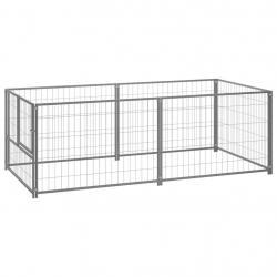 Chenil Argenté 200x100x70 cm Acier alsavelo