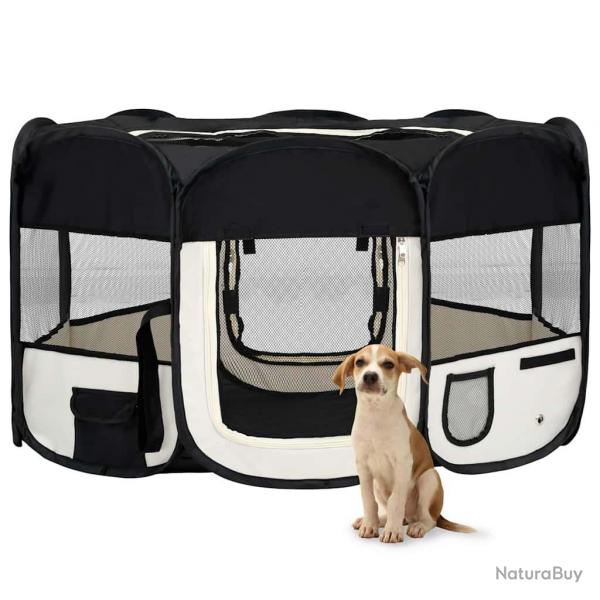 Parc pliable pour chien avec sac de transport Noir 145x145x61cm alsavelo