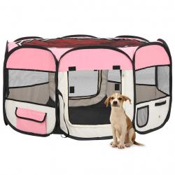 Parc pliable pour chien avec sac de transport Rose 125x125x61cm alsavelo