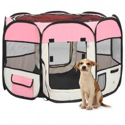 Parc pour chiens pliable avec sac de transport Rose 90x90x58 cm alsavelo