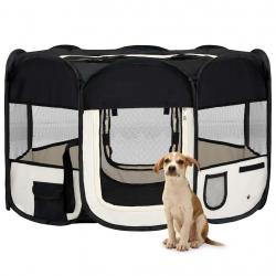 Parc pliable pour chien avec sac de transport Noir 125x125x61cm alsavelo