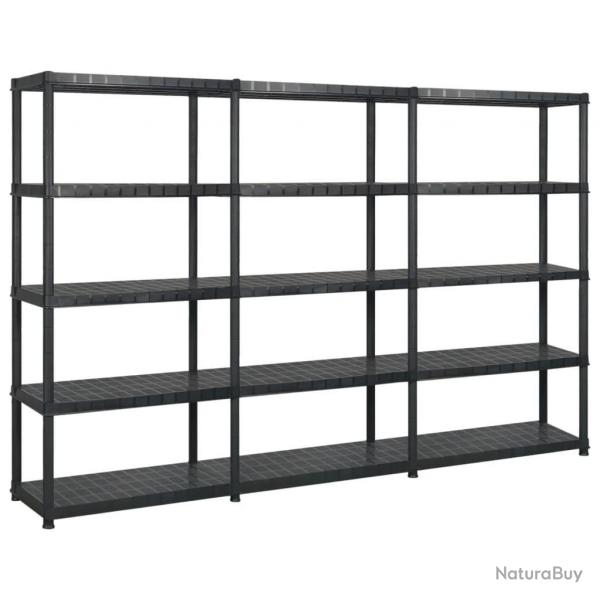 tagre de rangement  5 niveaux Noir 255x40x185 cm Plastique alsavelo