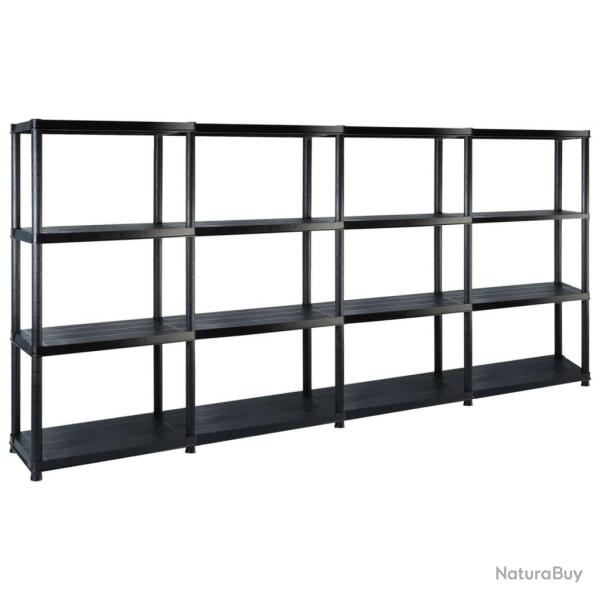 tagre de rangement  4 niveaux Noir 244x30,5x130 cm Plastique alsavelo