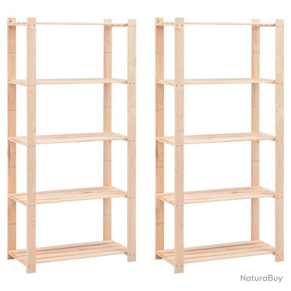 tagres de stockage 5 niveaux 2 pcs 80x38x170 cm Pin 250 kg alsavelo