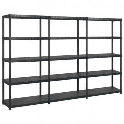 Étagère de rangement 5 niveaux Noir 274,5x45,7x185 cm Plastique alsavelo