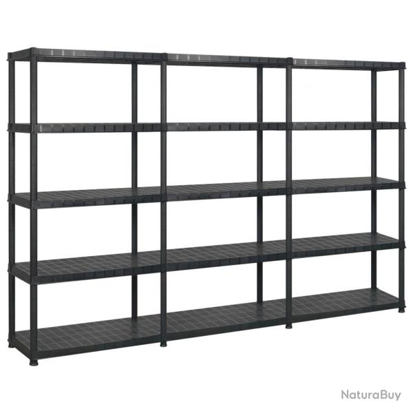 tagre de rangement 5 niveaux Noir 274,5x45,7x185 cm Plastique alsavelo