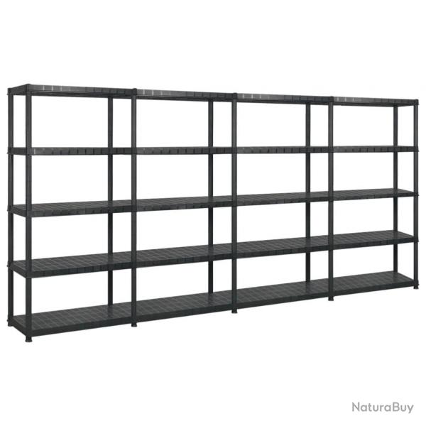 tagre de rangement  5 niveaux Noir 340x40x185 cm Plastique alsavelo