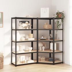Étagère à 2 niveaux 5 pcs Gris Acier et bois ingénierie alsavelo
