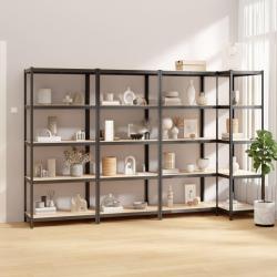 Étagères à 5 niveaux 4pcs Anthracite Acier et bois d'ingénierie alsavelo