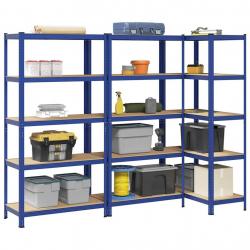 Étagères de rangement à 5 niveaux 3 pcs Bleu alsavelo