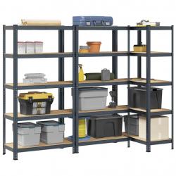 Étagère à 5 niveaux 3 pcs anthracite acier et bois ingénierie alsavelo