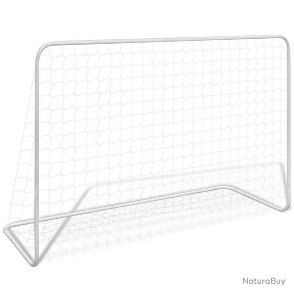 But de football avec filet 182x61x122 cm Acier Blanc alsavelo