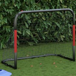 But de football avec filet rouge et noir 90x48x71 cm acier alsavelo