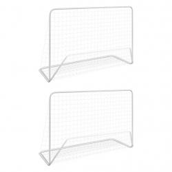Buts de football 2 pcs avec filets 182x61x122 cm Acier Blanc alsavelo