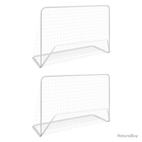 Buts de football 2 pcs avec filets 182x61x122 cm Acier Blanc alsavelo