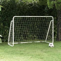 But de football avec filet Blanc 180x90x120 cm Acier alsavelo