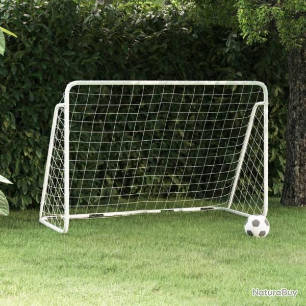 But de football avec filet Blanc 180x90x120 cm Acier alsavelo