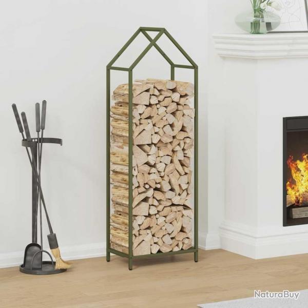 Portant de bois chauffage vert olive 40x25x120 cm alsavelo