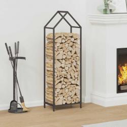 Portant de bois chauffage noir 40x25x120 cm alsavelo