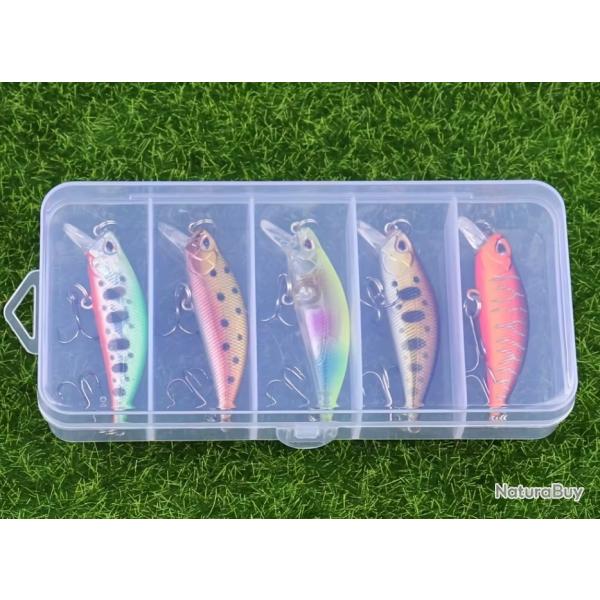 Leurres Dur Minnow Lot de 5 Pices 5.8 cm 5.1grammes pour La Pche a la Truite