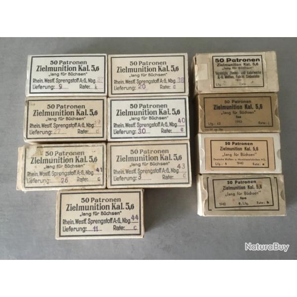 Rare lot Boites Allemandes WW2 Entraiment Soldats 22 LR - Munitions à ...