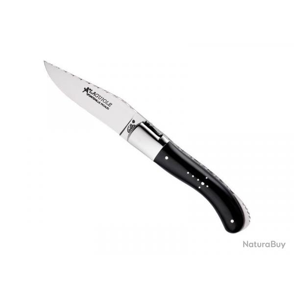 LAGUIOLE GILLES SPORT POINTE DE CORNE NOIRE 13CM GUILLOCHE INOX