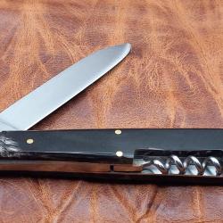 Couteau de poche tire Bouchon, type Pradel, manche en corne, 19,5 cm.