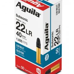 Wahoo ! Munitions AGUILA. 22 LR SUBSONIC 40 Grains / x10 boîtes