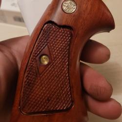 grips crosse plaquettes bois pour smith wesson carcasse K/L square butt stries classique