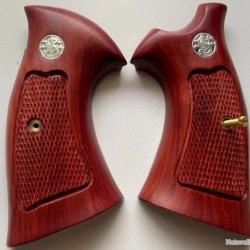 grips crosse plaquettes bois pour smith wesson carcasse K/L square butt stries classique