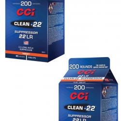 Lot de 2 boites de 200 CCI C/22LR Clean-22 Suppressor 45 Grains