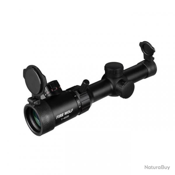 Lunette de vise 1-4X20 Rticule Rouge Vert *Enchre* Colliers Rail 11mm Tir Airsoft Chasse FireWolf