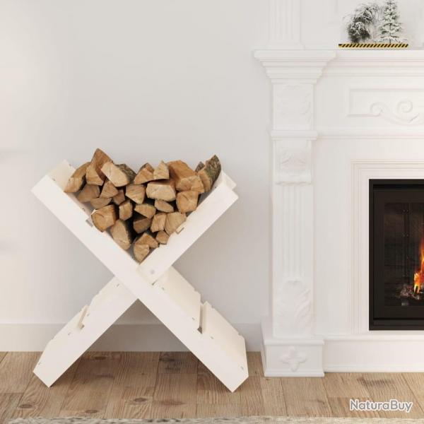 Porte-bches Blanc 47x39,5x48 cm Bois massif de pin alsavelo